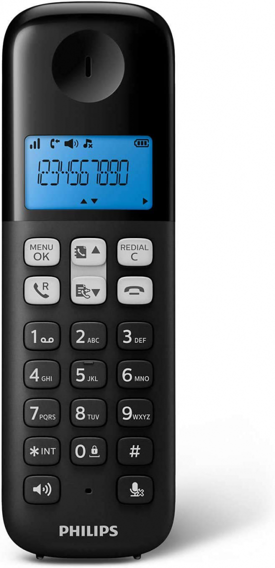 Teléfono inalámbrico Dect Philips D1611B/34, negro